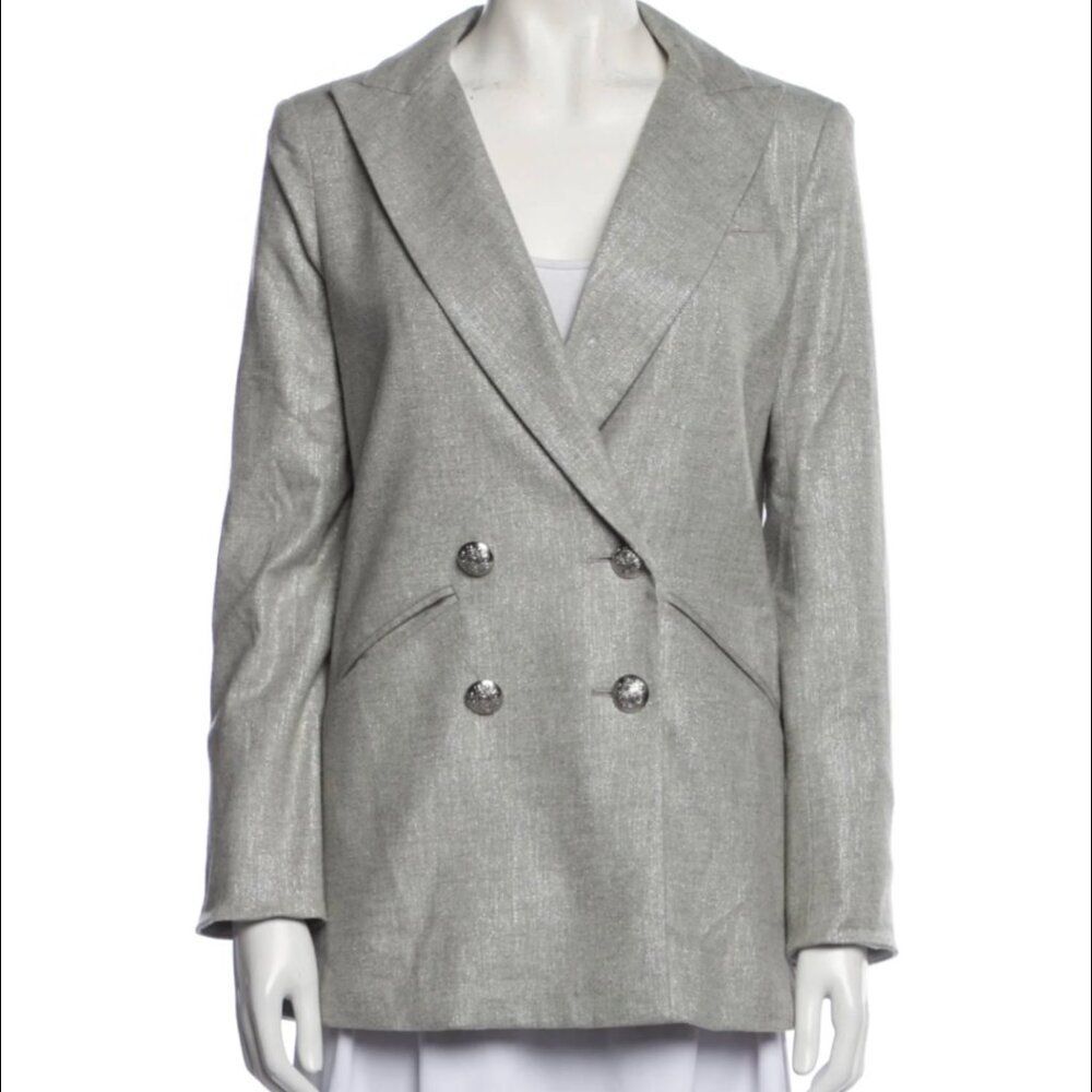 $798 Veronica Beard Women's Silver Oria Double-Breasted Dickey Blazer Jacket 4 - Picture 2 of 3